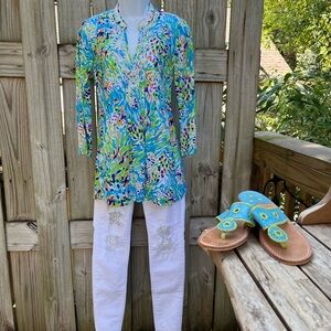 Lilly Pulitzer Multicolor Tunic Top Embellished Beading